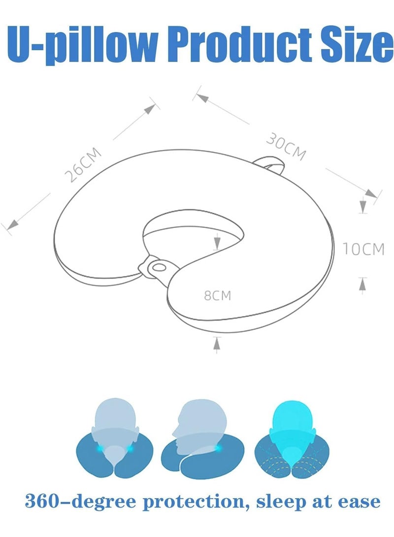 وسادة الرقبة للسفر على شكل U، قماش مخملي ناعم، وسادة دعم مريحة للرقبة والرأس، حشو عالي الجودة، مثالي للطائرة، السيارة، القطار، المكتب، المنزل، والجلوس الطويل - Image 3